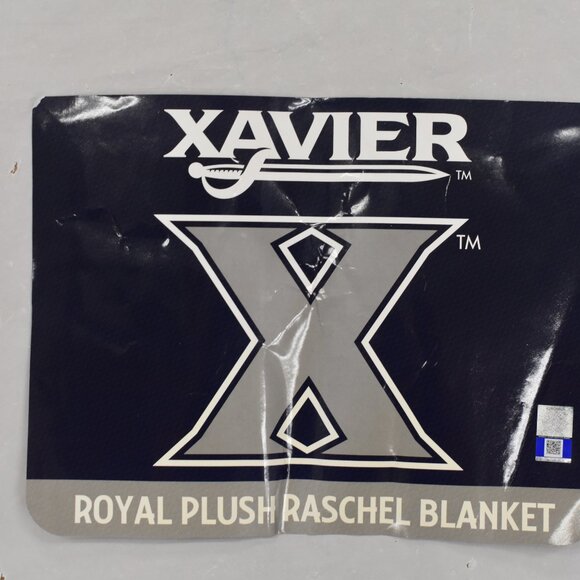 NCAA Xavier Musketeers Royal Plush Raschel Blanket New 60" x 89” - Picture 7 of 9